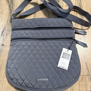 NWT Vera Bradley or Trio Zip Hipster gray quilted crossbody bag purse